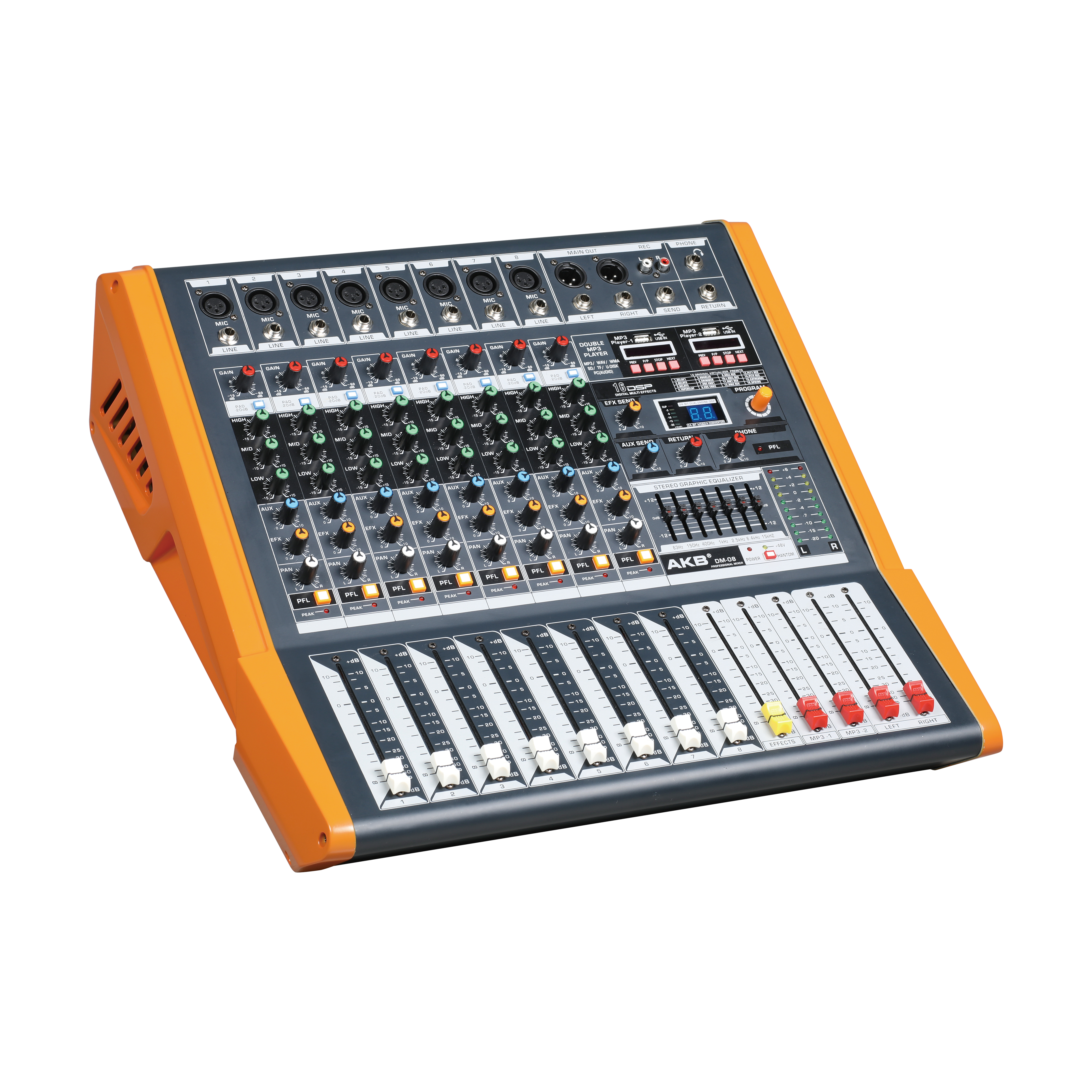DM-08 Nuevo diseño Studio Mixer sistema de sonido profesional mezclador de música mp3 dj
